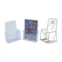 Display plastic pentru brosuri, de birou/perete, 1 x A5, KEJEA - transparent