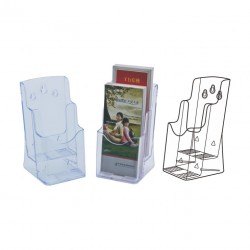 Display plastic pentru brosuri, de birou/perete, 2 x 1/3A4, KEJEA - transparent