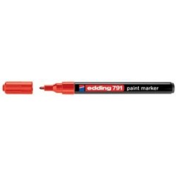 Marker permanent Edding 791, cu vopsea, varf rotund , 1-2 mm, rosu