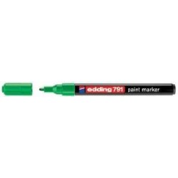 Marker permanent Edding 791, cu vopsea, varf rotund , 1-2 mm, verde