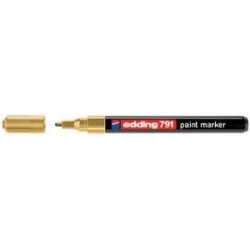 Marker permanent Edding 791, cu vopsea, varf rotund , 1-2 mm, auriu