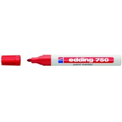 Marker permanent Edding 750, cu vopsea, varf rotund 2-4 mm, rosu