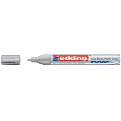 Marker permanent Edding 750, cu vopsea, varf rotund 2-4 mm, argintiu