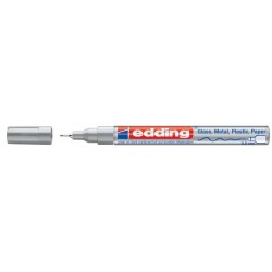 Marker permanent Edding 780, cu vopsea, varf rotund, 0.8 mm, argintiu