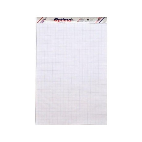 Rezerva hârtie pentru flipchart, 50coli/top, 90g/mp, (velin/caroiata - cu microperforatii) Optima