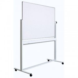 Tabla alba magnetica, dubla fata, rotativa, 90 x 120 cm, pe stand mobil, profil aluminiu, Optima