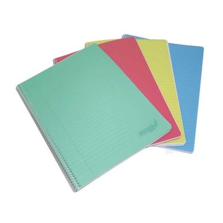 Caiet cu spirala, A4, 60 file - 80g/mp, coperta PP transparent color, AURORA - dictando
