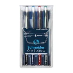 Roller cu cerneala SCHNEIDER One Business, ball point 0.6mm, 4 culori/set - (N,R,A,V)