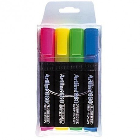 Textmarker ARTLINE 660, varf tesit 1.0-4.0mm, 4 culori/set