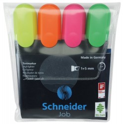 Textmarker SCHNEIDER Job, varf lat, 4 culori/set