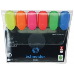 Textmarker SCHNEIDER Job, varf lat, 6 culori/set