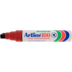 Permanent marker ARTLINE 100, corp metalic, varf tesit 7.5-12.0mm - rosu