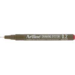 Marker pentru desen tehnic ARTLINE, varf fetru 0.2mm - rosu