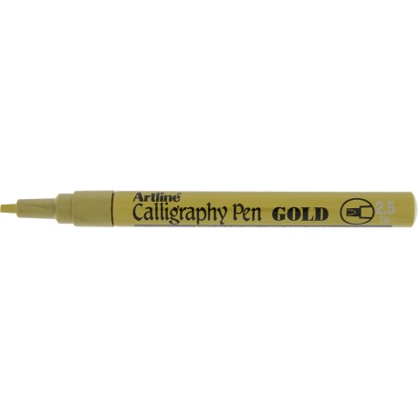 Marker ARTLINE Calligraphy, corp metalic, varf tesit din fetru 2.5mm - auriu