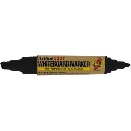 Marker pentru tabla de scris ARTLINE 525T, doua capete - varf rotund 2.0mm/tesit 5.0mm - negru