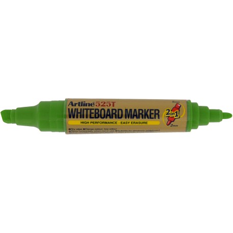 Marker pentru tabla de scris ARTLINE 525T, doua capete - varf rotund 2.0mm/tesit 5.0mm - verde