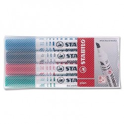 Marker pentru tabla Stabilo Plan 64, varf rotund, 2.5-3.5mm, 4 bucati/set