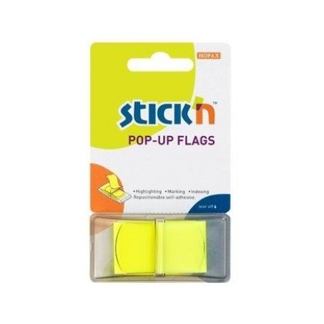 Film index autoadeziv 45 x 25mm, 50 file/set, cu dispenser, Stick"n Pop-up - galben Film index autoadeziv 45 x 25mm, 50 file/set, cu dispenser, Stick"n Pop-up - galben