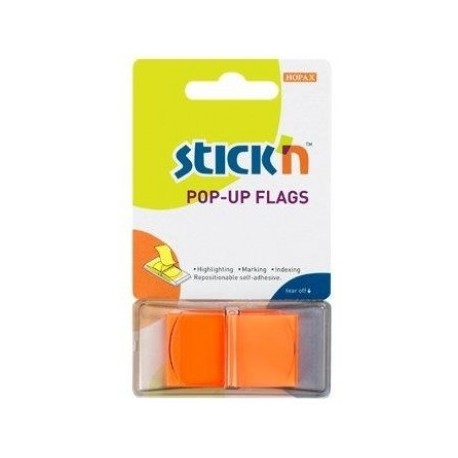 Film index autoadeziv 45 x 25mm, 50 file/set, cu dispenser, Stick"n Pop-up - portocaliu