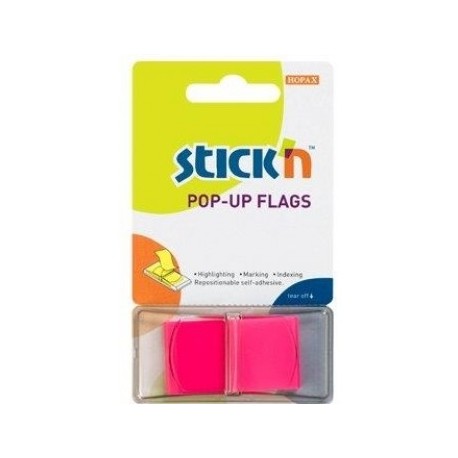 Film index autoadeziv 45 x 25mm, 50 file/set, cu dispenser, Stick"n Pop-up - magenta