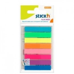 Stick index plastic transparent color 45 x 8 mm, 8 x 20 file/set, Stick"n - 8 culori neon