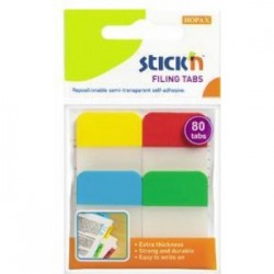 Stick index plastic transp. cu margine color 38 x 25 mm, 4 x 20 file/set, Stick"n - 4 culori neon