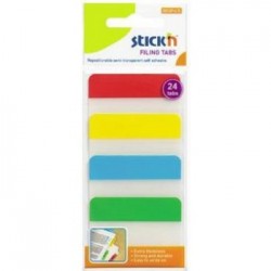 Stick index plastic transp. cu margine color 38 x 51 mm, 4 x 20 file/set, Stick"n - 4 culori neon