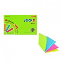 Magic notes autoadeziv 76 x 127 mm, 100 file, Stick"n Magic Notes - 4 culori neon