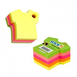 Notes autoadeziv Die-Cut - tricou, 70 x 70 mm, 400 file, Stick"n - 5 culori fluorescente