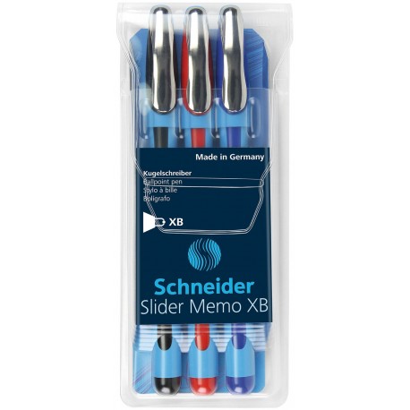 Pix SCHNEIDER Slider Memo XB, rubber grip, accesorii metalice, 3 culori/set - (N, R, A)