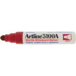 Marker pentru tabla de scris ARTLINE 5100A, corp metalic, varf rotund 5.0mm - rosu