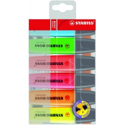 Textmarker Stabilo Boss, varf retezat 2 - 5 mm, 6 bucati/set