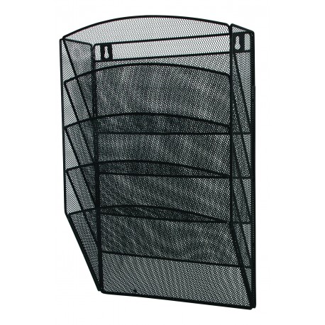 Display metalic Mesh, pentru pliante si cataloage, de perete, 5 x A4, Q-Connect - negru