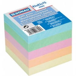 Rezerva cub hartie 83x83x75mm, DONAU - hartie culori pastel asortate