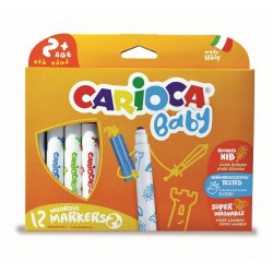 Carioca super lavabila, varf rotunjit special, 12 culori/cutie, CARIOCA Baby 2+