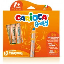 Creioane colorate, 3 in 1, 10 culori/cutie, CARIOCA Baby 1