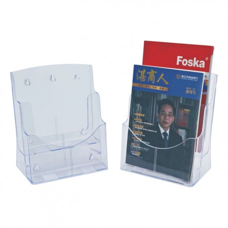 Display plastic pentru brosuri, de birou/perete, 2 x A4-portrait, KEJEA - transparent