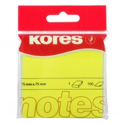 Notite autoadezive Kores, 75 x 75 mm, 100 file/bucata, galben