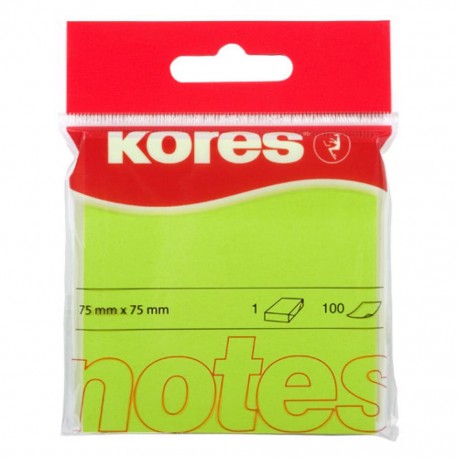 Notite autoadezive Kores, 75 x 75 mm, 100 file/bucata, verde