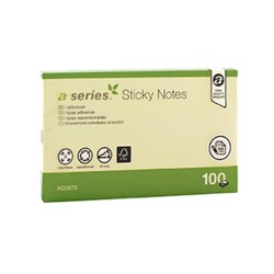 Notite adezive A-Series, 75x125mm, 100 file, galbene