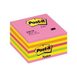 Cub notite autoadezive Post-it Lollipop neon, 76 x 76 mm, 450 file, galben/roz/portocaliu/verde neon