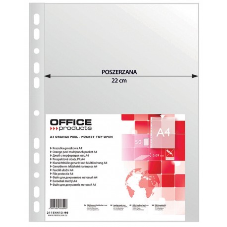 Folie protectie pentru documente A4, 90 microni, 50/set, Office Products Maxi - transparenta Folie protectie pentru documente A4, 90 microni, 50/set, Office Products Maxi - transparenta