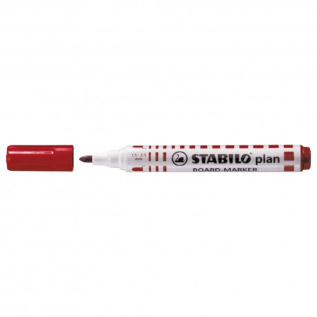 Marker pentru tabla Stabilo Plan 64, varf rotund, 2.5 - 3.5 mm, rosu