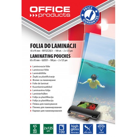 Folie pentru laminare 65 x 95 mm, 125 microni 100buc/top Office Products