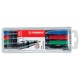 Marker Stabilo Ohpen Universal, varf rotund, 0.7 mm, set 4 culori (negru, rosu, albastru, verde)