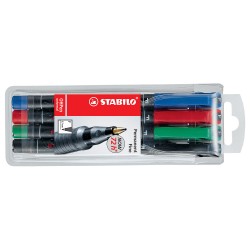 Marker permanent Stabilo Universal OHP 842, corp plastic, varf rotund, 0.7 mm, 4 bucati/set