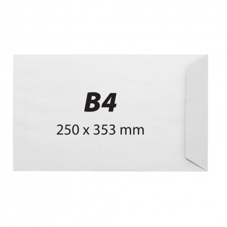 Plic pentru documente B4, 250 x 353 mm, 100 g/mp, banda silicon, 250 bucati/cutie, alb