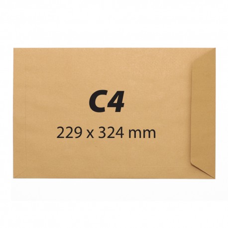 Plic pentru documente din hartie kraft C4, 229 x 324 mm, 90 g/mp, banda silicon, 25 bucati/cutie