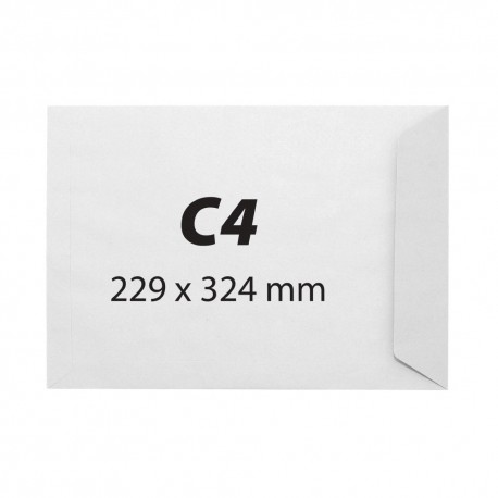 Plic pentru documente C4, 229 x 324 mm, 80 g/mp, gumat, 25 bucati/cutie, alb