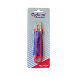 Cutter premium Optima, lama trapezoidala SK5, auto-retractabil, sina metalica, ABS cu rubber grip